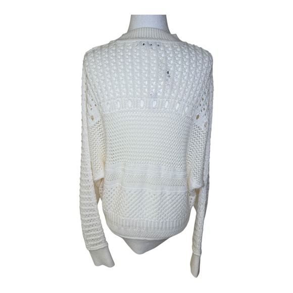 Madewell Lighthouse Cream Open-Stitch Cotton Pullover Sweater Size Large NWT - Picture 4 of 8